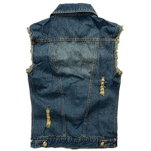 Hzcx Fashion mens brush frazzle denim jean vest button up motocycle jacket 2016-03-23-01-p45-US S(36)TAG 2XL