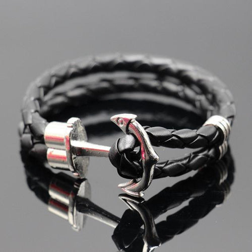 Multilayer Leather Handmade Cuff Wristband Anchor Bracelet